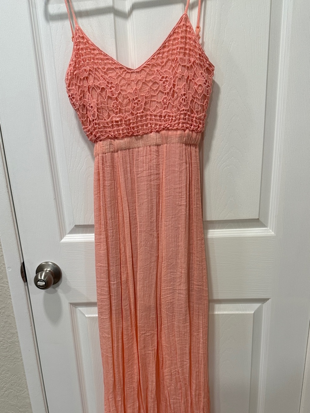 Women's Crochet-Top Maxi Dress in Peach